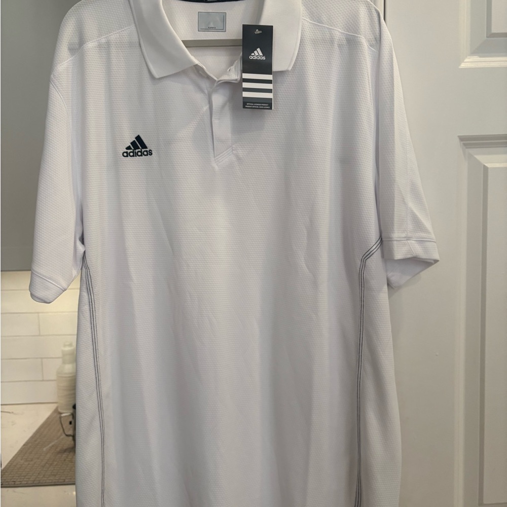 adidas White Polo Shirt Short Sleeve Athletic Style
